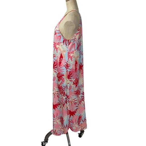 For G and PL dress women's M blue pink tropical Hawaiian print summer casual - Picture 2 of 9